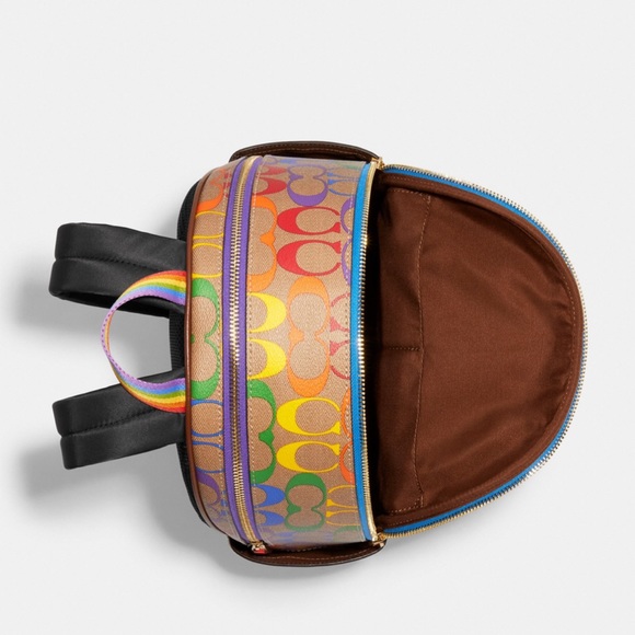 Coach Court Backpack In Rainbow Signature Canvas - Picture 4 of 5